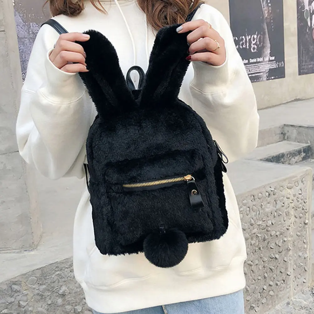 

Rabbit Ear Backpack Girls Fashionable Soft Material Comfortable Adjustable Shoulder Strap Spacious Interior Portable Lightweight
