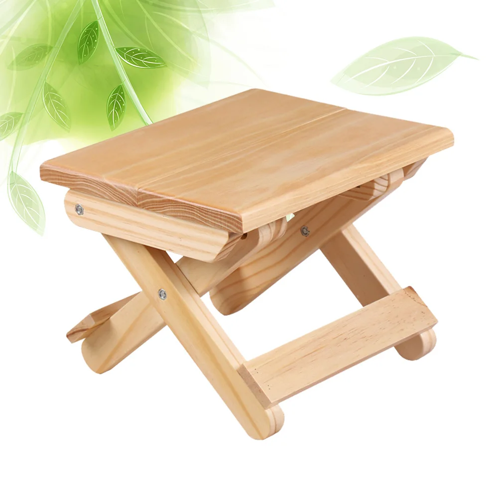 

Portable Folding Stool Beach Chair Fishing Chairs Solid Wood Small Wooden Camping