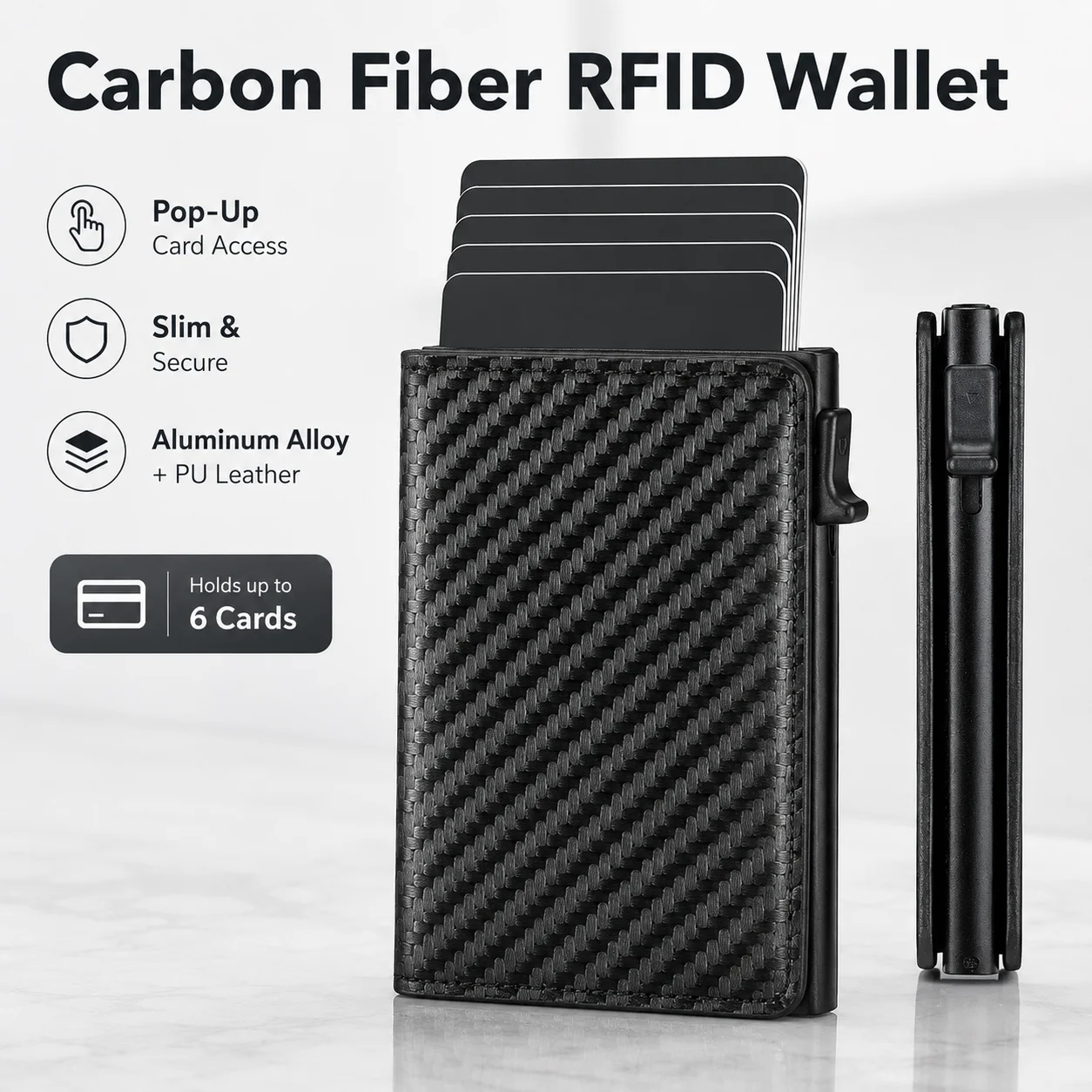 RFID-blockierender Metall-Aluminium-Ausweishalter Multifunktionale Designer-Bankkartenbörse Modische Geschäfts-Pop-Up-Geldbörse für Männer und Frauen
