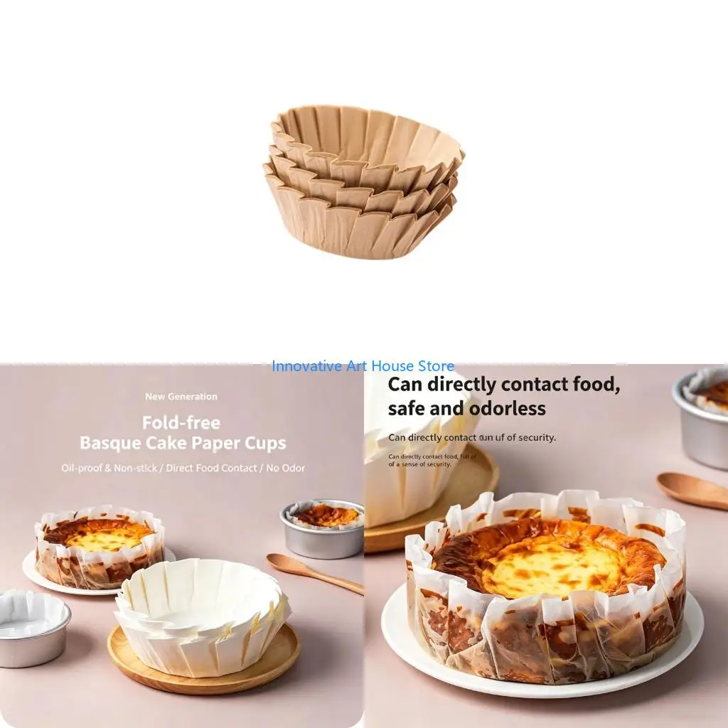 E1PC Cake Tin Paper Cups, Formed Fluted Baking Cups for Oven Use Set