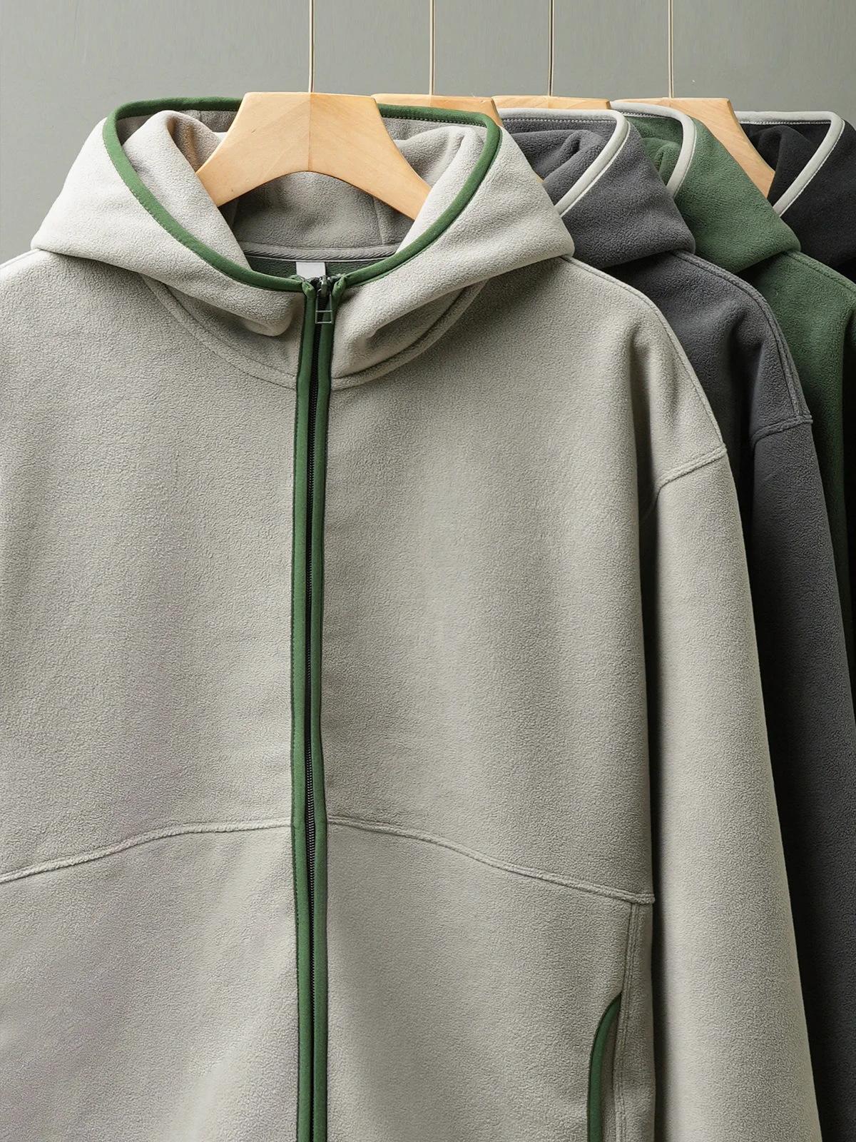 DUKEEN Men's Double-Sided Fleece Hoodie Autumn and Winter Warm Windbreaks 7A Antimicrobial Zipper Jackets for Men