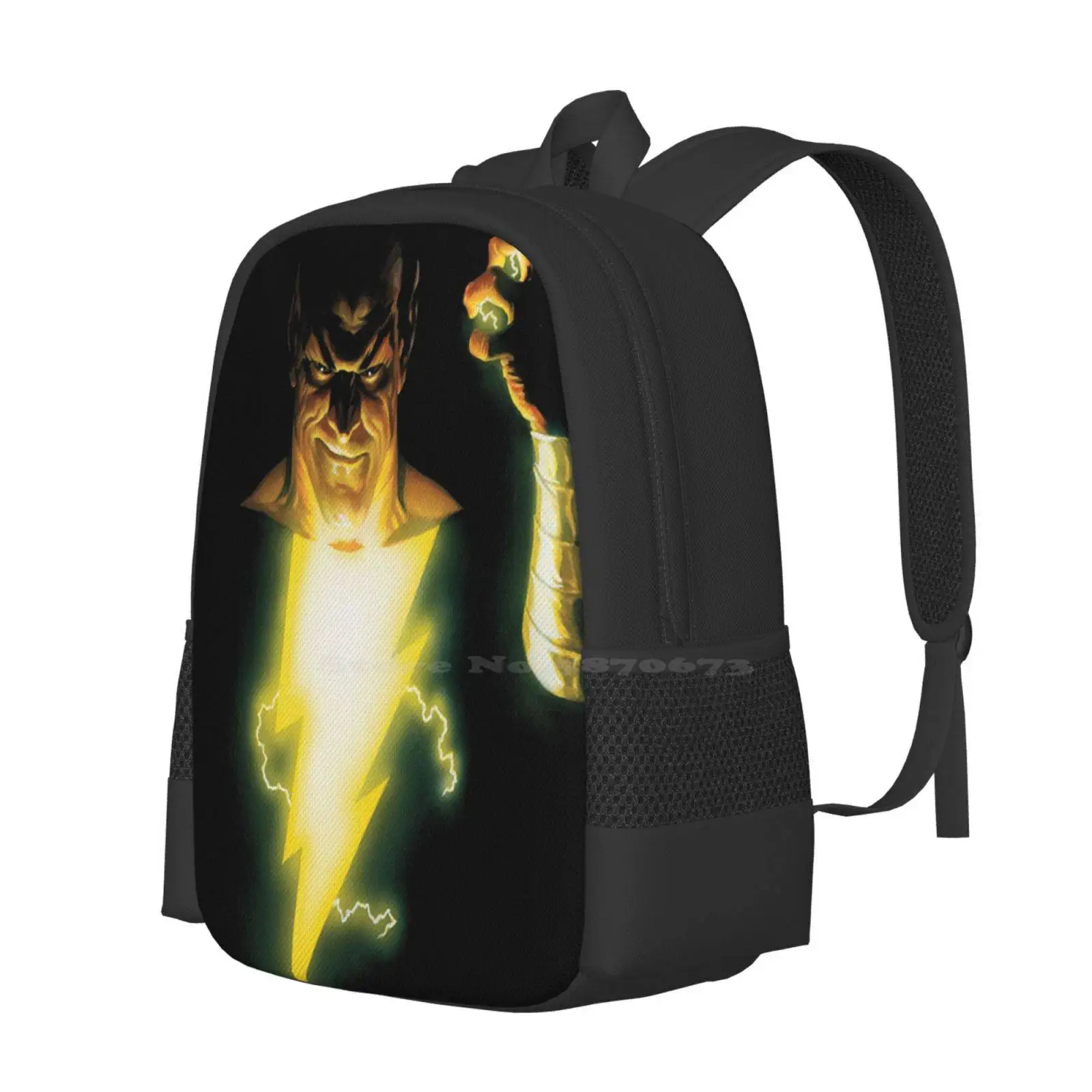 Black Adam Pattern Design Laptop Travel School Bags Superheros Books Academics Homelander Pro Comicbook Lightning Strike