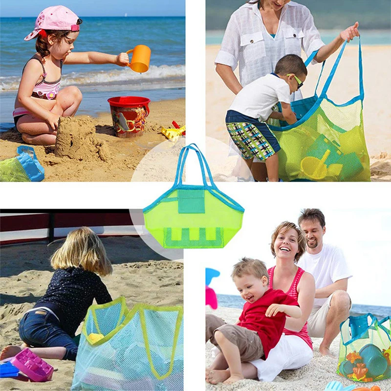 Bolsa de malla portátil para niños y mujeres, almacenamiento de juguetes de baño, natación, bolsa de Playa Grande para toallas, bolsa de maquillaje cosmético