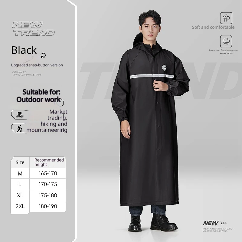 Adult Long Reflective Raincoat Full Body Waterproof Windbreaker for Men And Women Electric Bike Riding Wear Rainstorm Proof