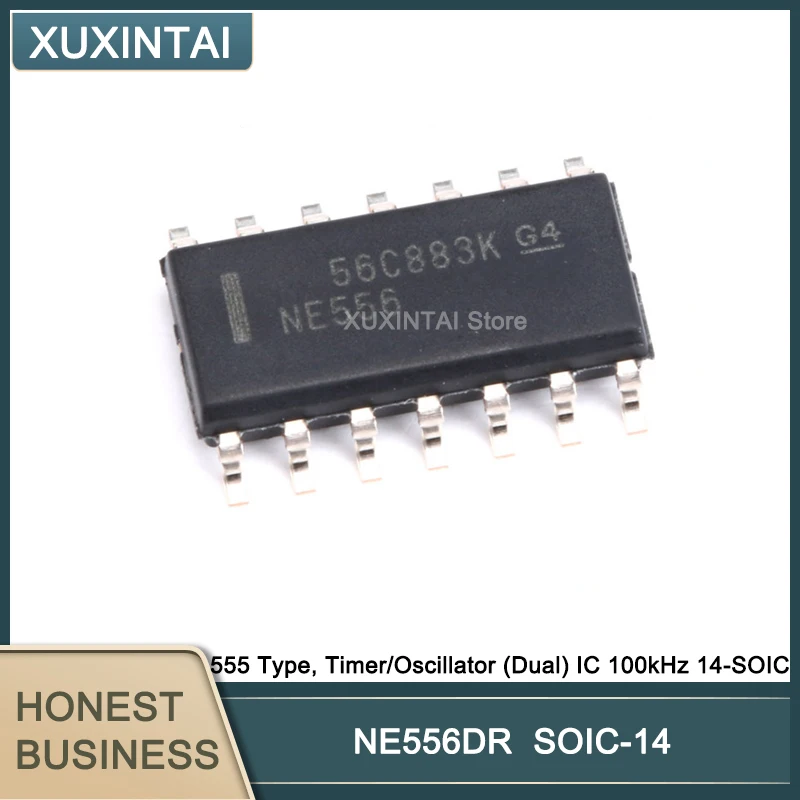 100Pcs/Lot New Original  NE556DR NE556 555 Type, Timer/Oscillator (Dual) IC 100kHz 14-SOIC