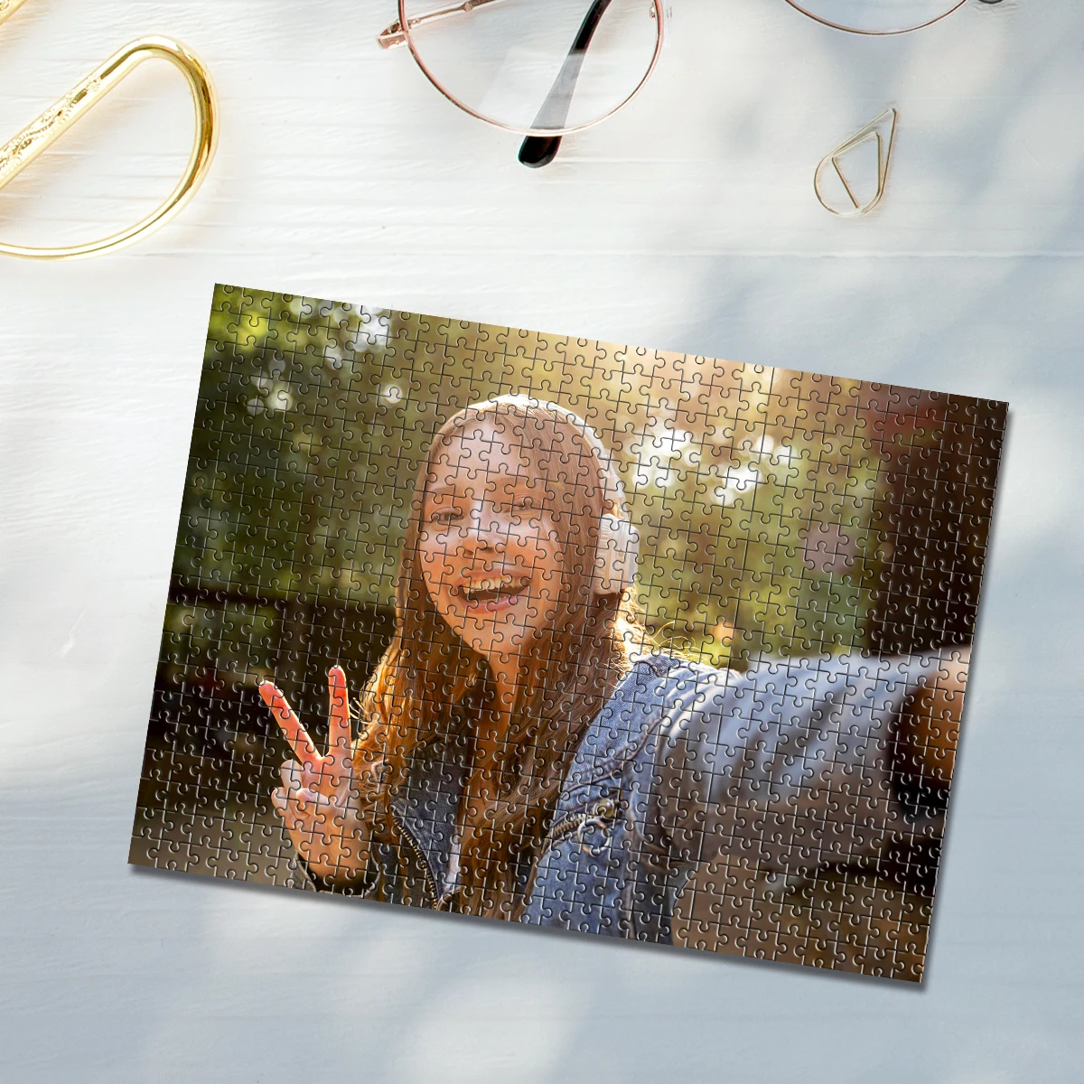 35/300/500/1000pcs Personalized Custom Photo Puzzle nice girl Jigsaw puzzleSelfie DIY Teens Adults Wooden Box Jigsaw Toys