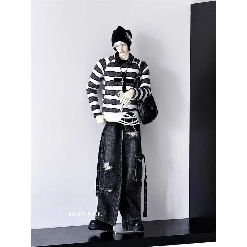 Pantaloni per Bambole BJD, Giocattoli per Ragazzi e Ragazze ID75, Jeans Strappati, Pantaloni Larghi Neri per Danza Quotidiana, Accessori per Bambole