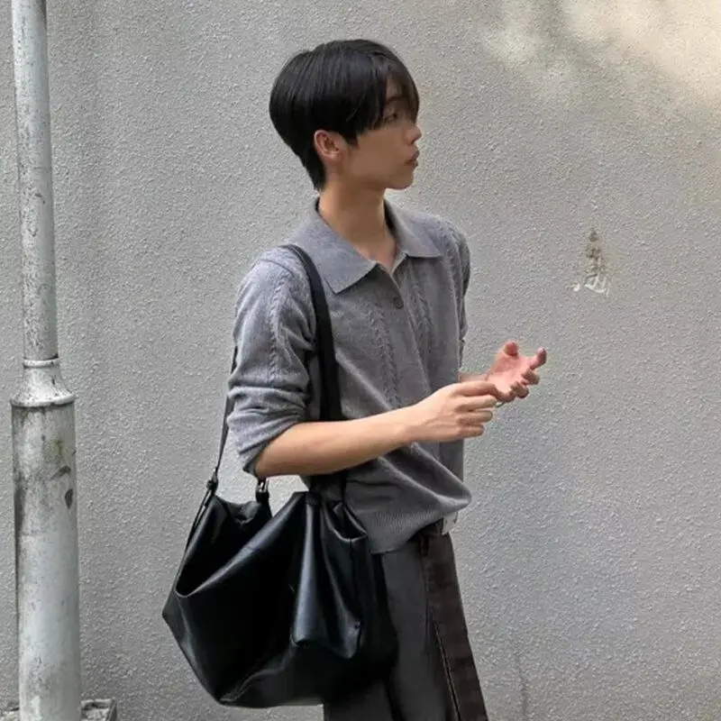 

American Retro Casual V-Ne Knitted Sweater Men's Color Open Cardigan Winter Outerwear Loose Fit Long Sve