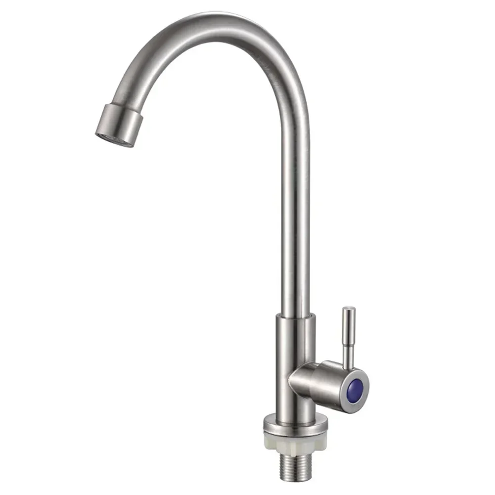 Kitchen Faucets Stainless Steels Water Tap Single Cold Rotation Deck Mounted Single Lever Bathroom Kitchen Sink Faucets