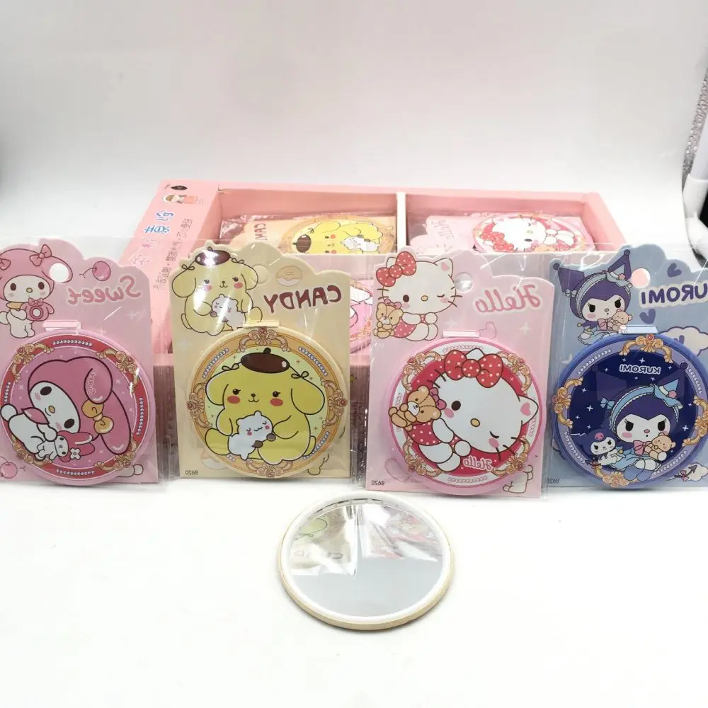 Sanrio Mini Mirror Kuromi My Melody Pom Pom Purin Round Girls Kawaii Portable Makeup Mirror Single Mirrors Girls Kids Gifts