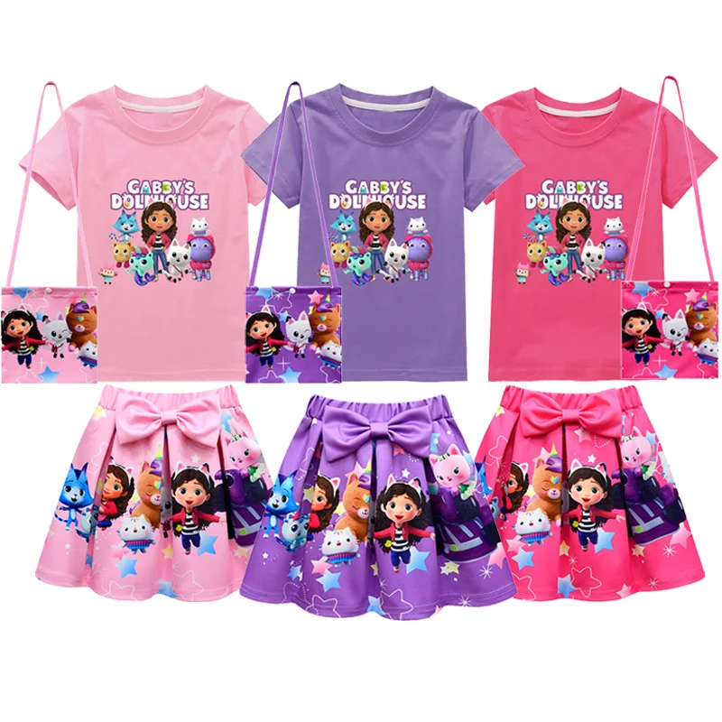 

New Summer Gabby Cats Clothes Baby Girls Gabbys Dollhouse Skirt Sets Carnival Halloween Cosplay Costume Birthday Party Clothing