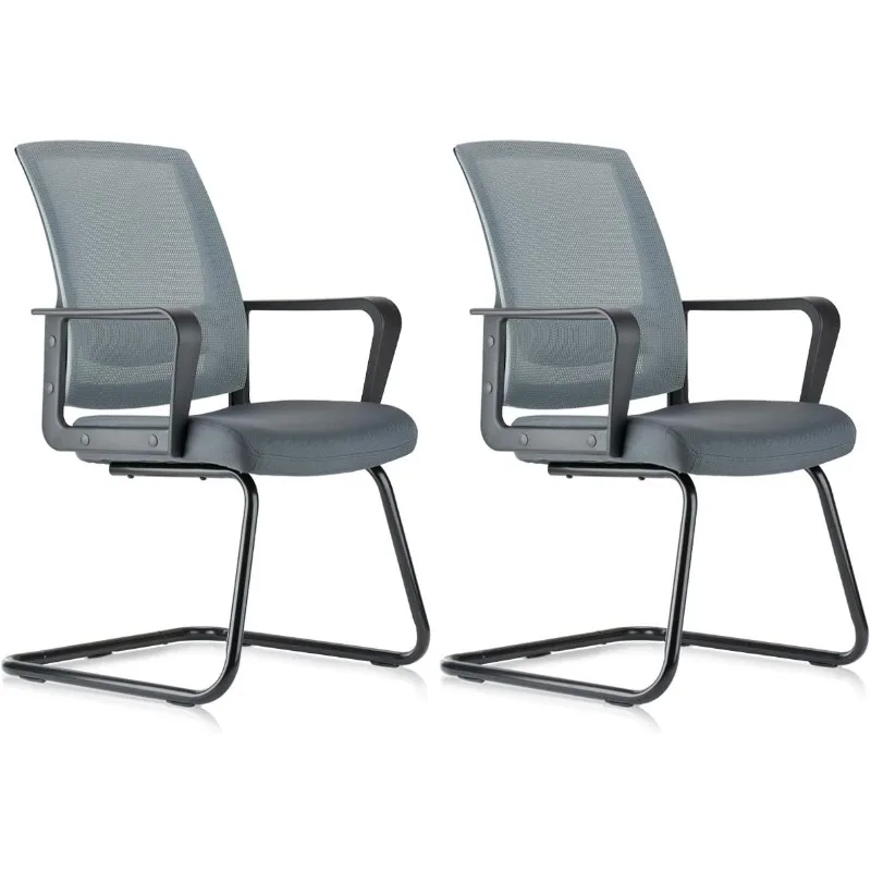 

Office Guest Chair with Lumbar Support and Mid Back Mesh Space Air Grid Series for Reception Conference Room Gray 2 Pack