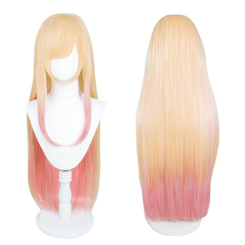 2026 New Anime My Dress-Up Darling Marin Kitagawa Cos Wig Blonde Pink Gradient Long Straight Hair Anime Cosplay Wig