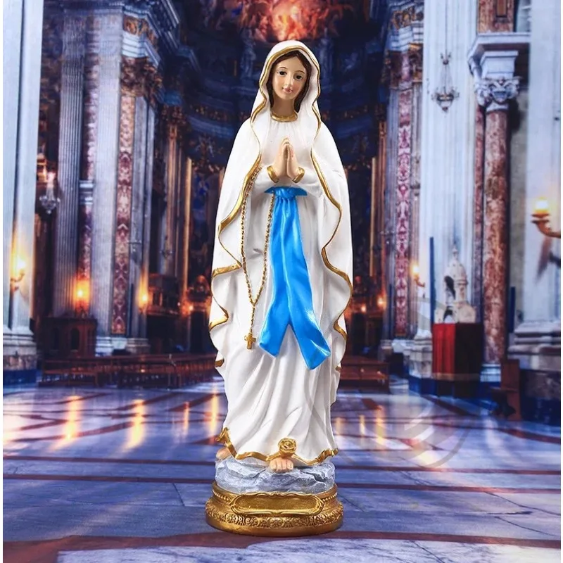 Catholic Madonna Virgin Mary Statue Figure  Figurine Religious Our Lady of Lourdes Icon Saint Family Prayer Decor Resin Crafts