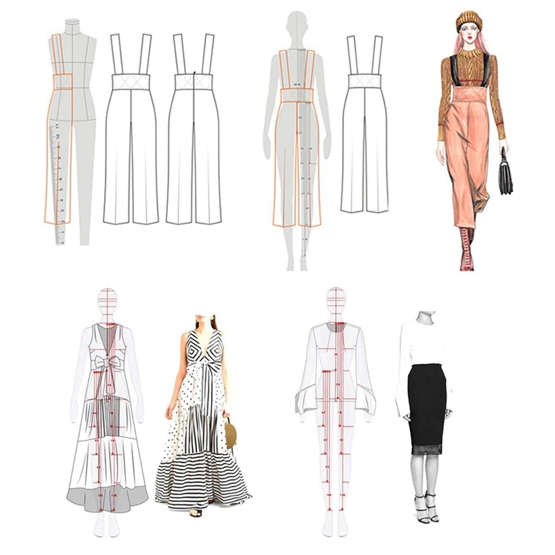 Fashion Illustration Rulers Sketching Templates Ruler Sewing Humanoid Patterns Design Clothing Measuring