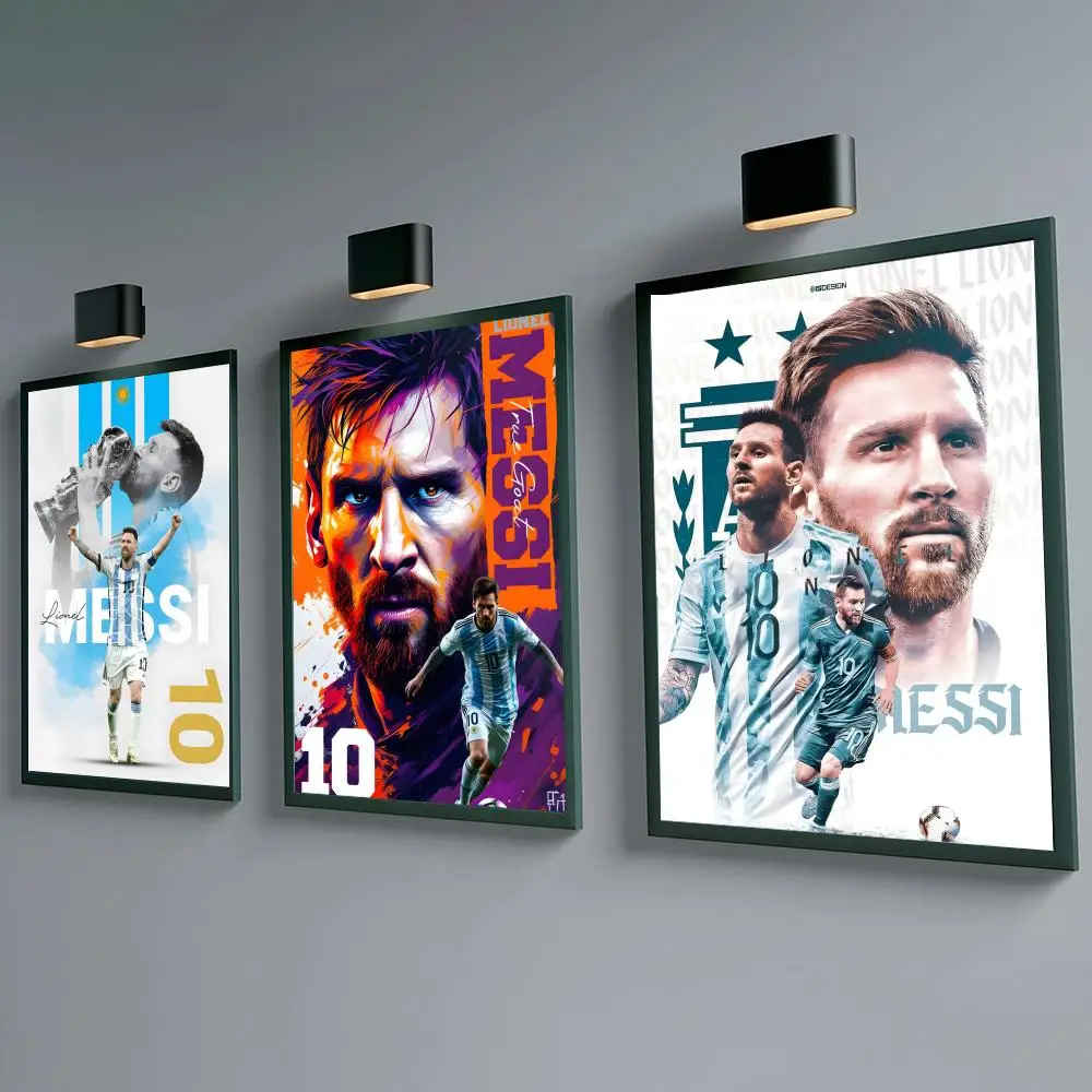 Athlete Lionel Messi Poster Self-adhesive Waterproof Paper Sticker Coffee House Bar Room Wall Decor
