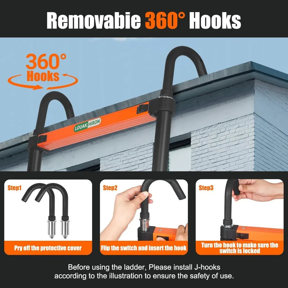 سلم قابل للطي متعدد الأغراض بطول 12.5 قدم مع ميزات مضادة للانزلاق للاستخدام المنزلي