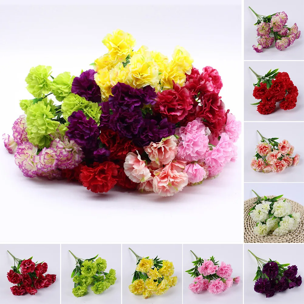 1 Blumenstrauß Nelke, UV-beständig, kein Verblassen im Freien, künstliche Blume, ewige Blumen aus Nelkenseide für Zuhause, Party, Hochzeit, Dekoration – Detail 1