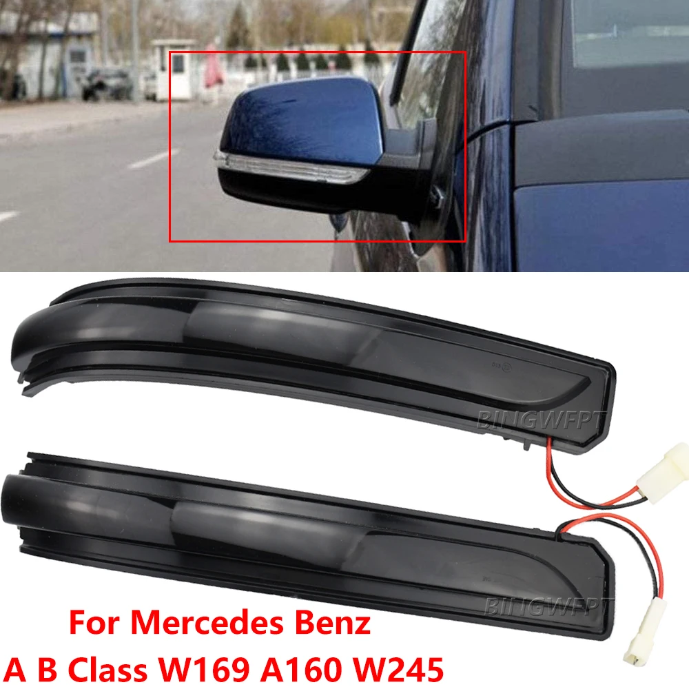 

2PCS For Mercedes Benz A B Class W169 A160 W245 Facelift 2008-2012 LED Dynamic Side Mirror Turn Signal Light Sequential Lamps