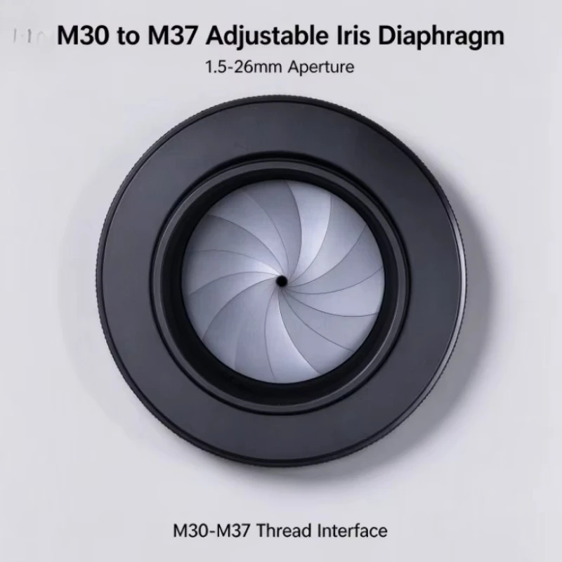 M30 To M37 Adjustable Iris Diaphragm 1.5‑26mm Aperture Thread Adapter Ring for Camera Objective Lens Modification