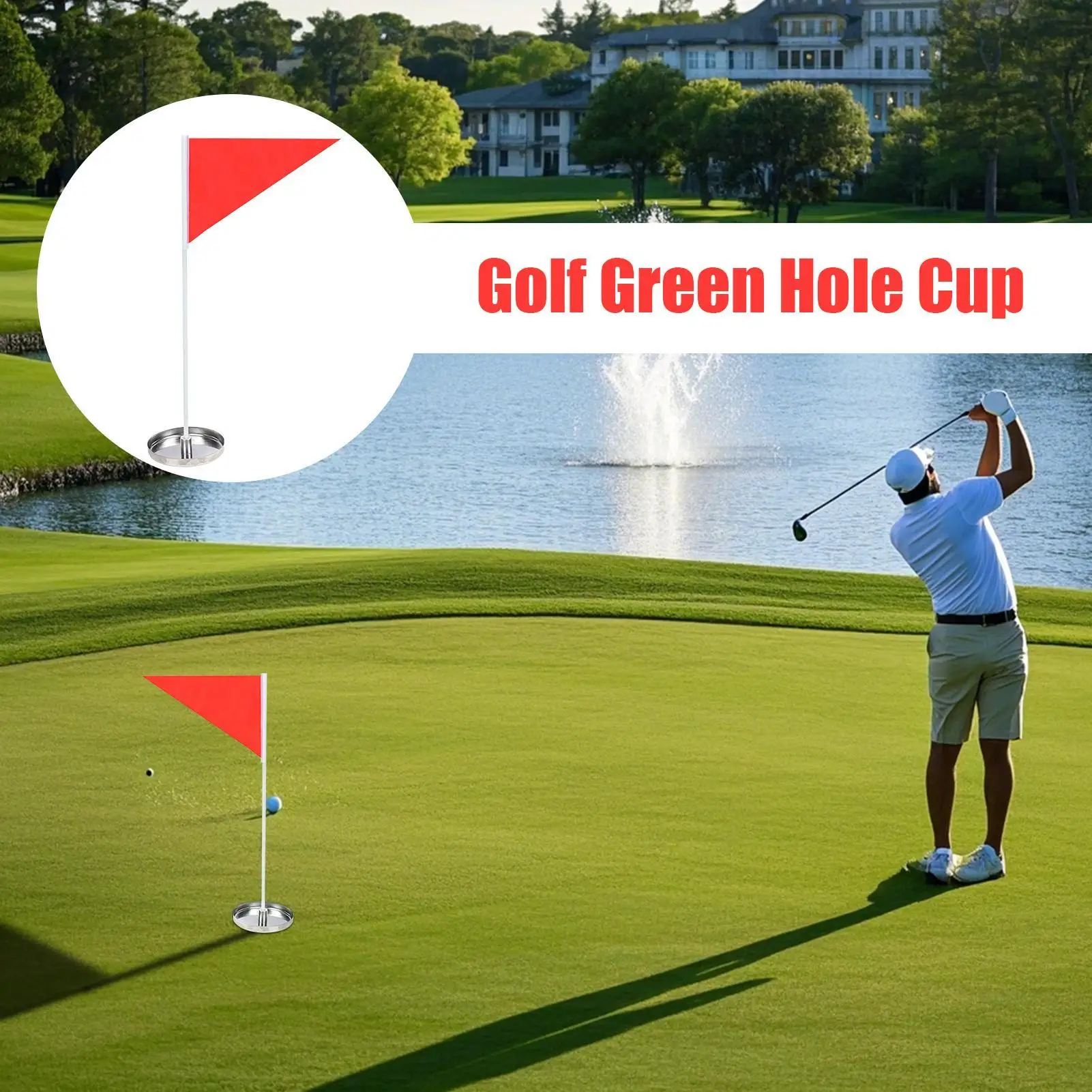 

Golf Cup And Flag Putter Practice Equipment Portable Putting Cup With Flag For Adults Backyard Lawn Yard Outdoor Driving Range