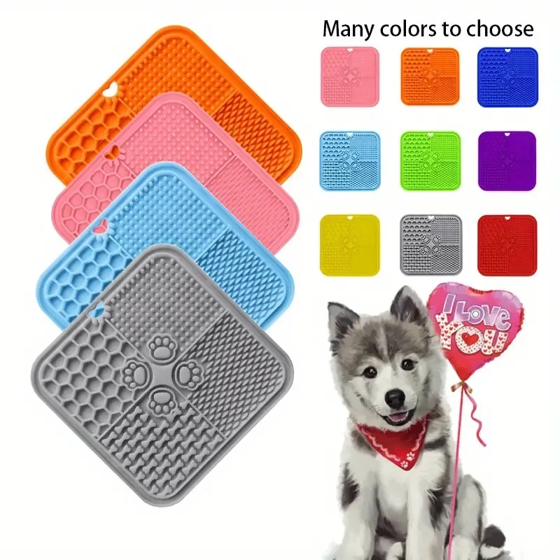 Silicone licking pad Pet Dog Lick Pad Bath Peanut Butter Slow Eating Licking Feeder Cat Lickmat Feeding Dog Lick Mat dog feeder