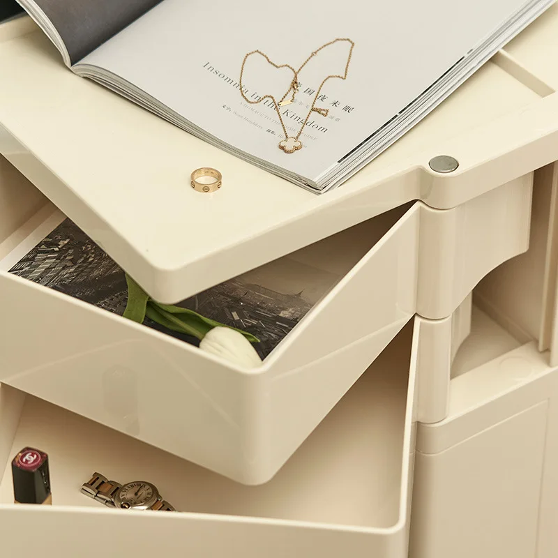 Storage Rotary Cabinet Cosmetic Cabinet Storage Simple Bedside Table Snack Cabinet Multi-layer Locker