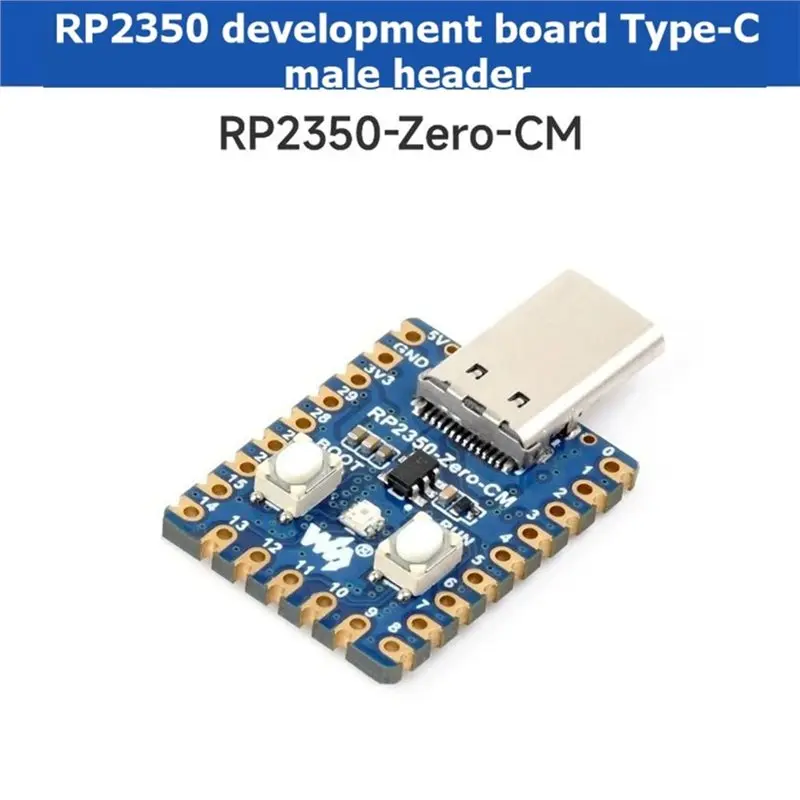 Waveshare RP2350-Zero-Cm Mini Development Board Featuring Onboard Type-C Male Port RP2350-Zero-Cm Development Board