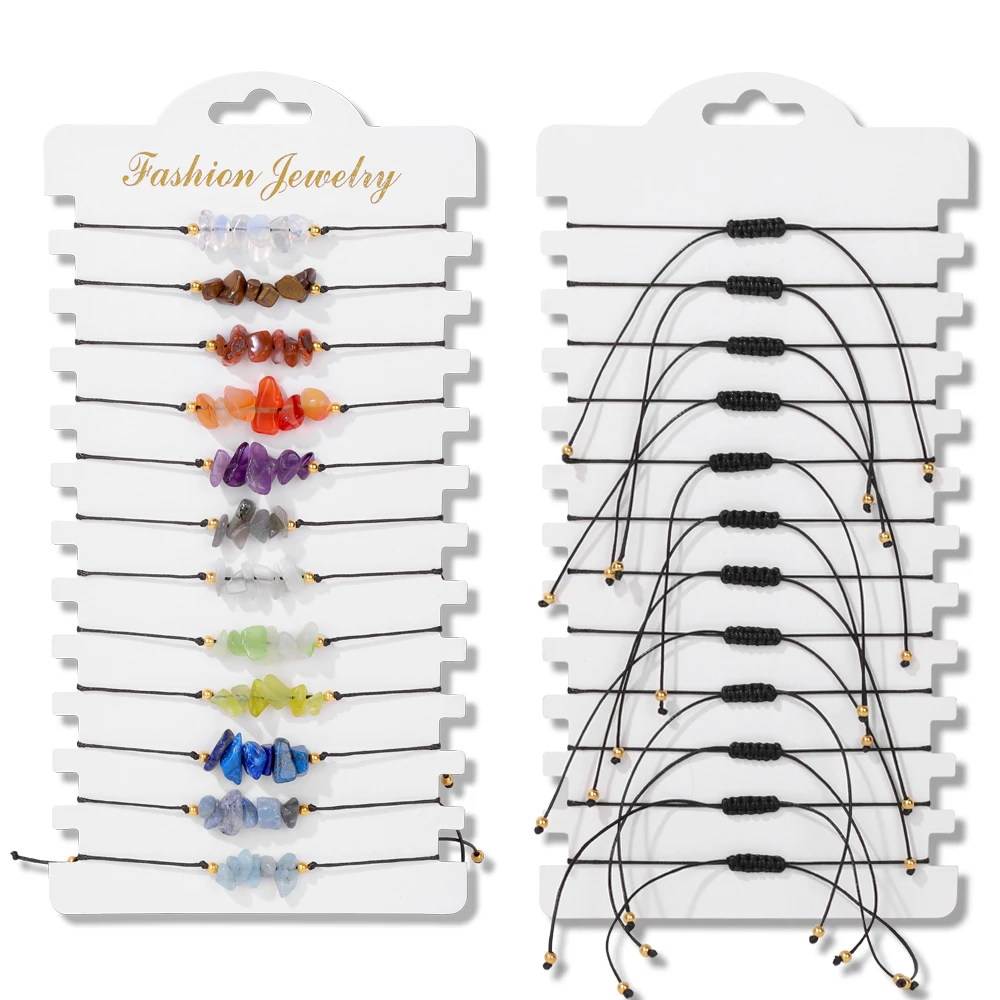 12pcs/set Colorful Beads Bracelet Handmade Braided Bracelet Adjustable Natural Stone Evil Eye Fashion Jewelry for Women Men