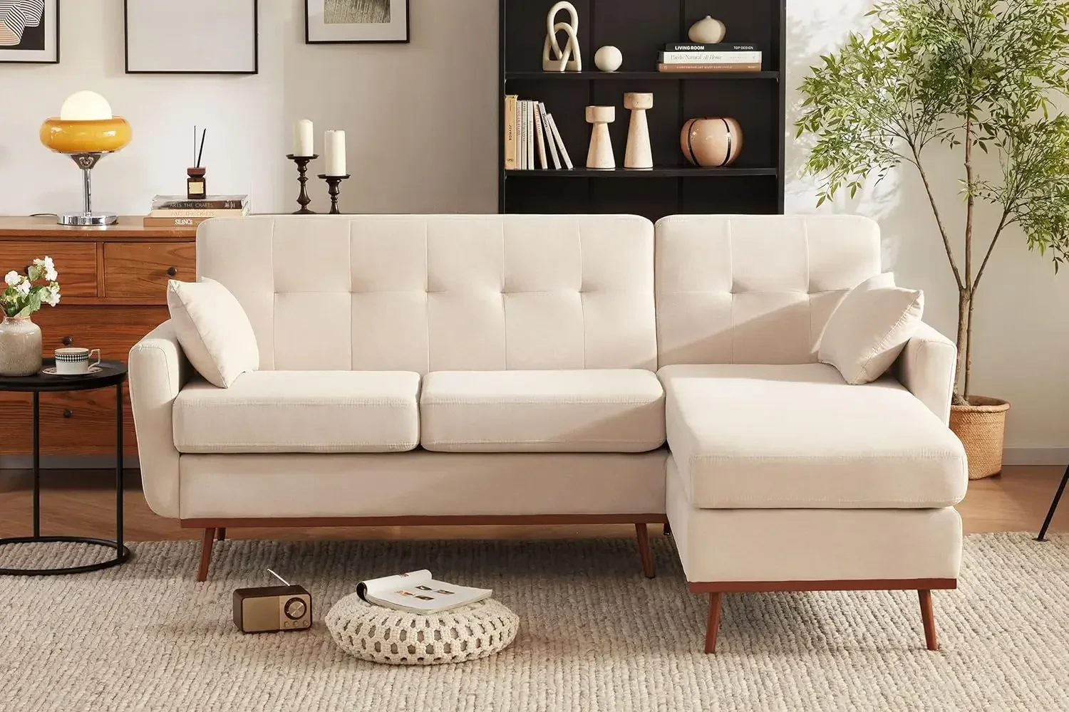 

L1218 80" L Shape Couch with Extended Convertible Chaise, Comfy Sectional Couches for Living Room, 3 Seater Couch L Shaped Sofa
