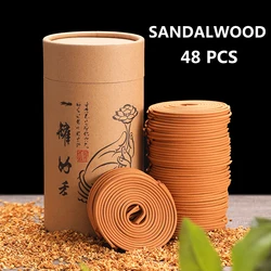 Incense Coils 48pcs Natural Sandalwood Scent  Fragrance Handmade Incense Coil Burn for 2-4 Hours No Chemicals Relieve Stress