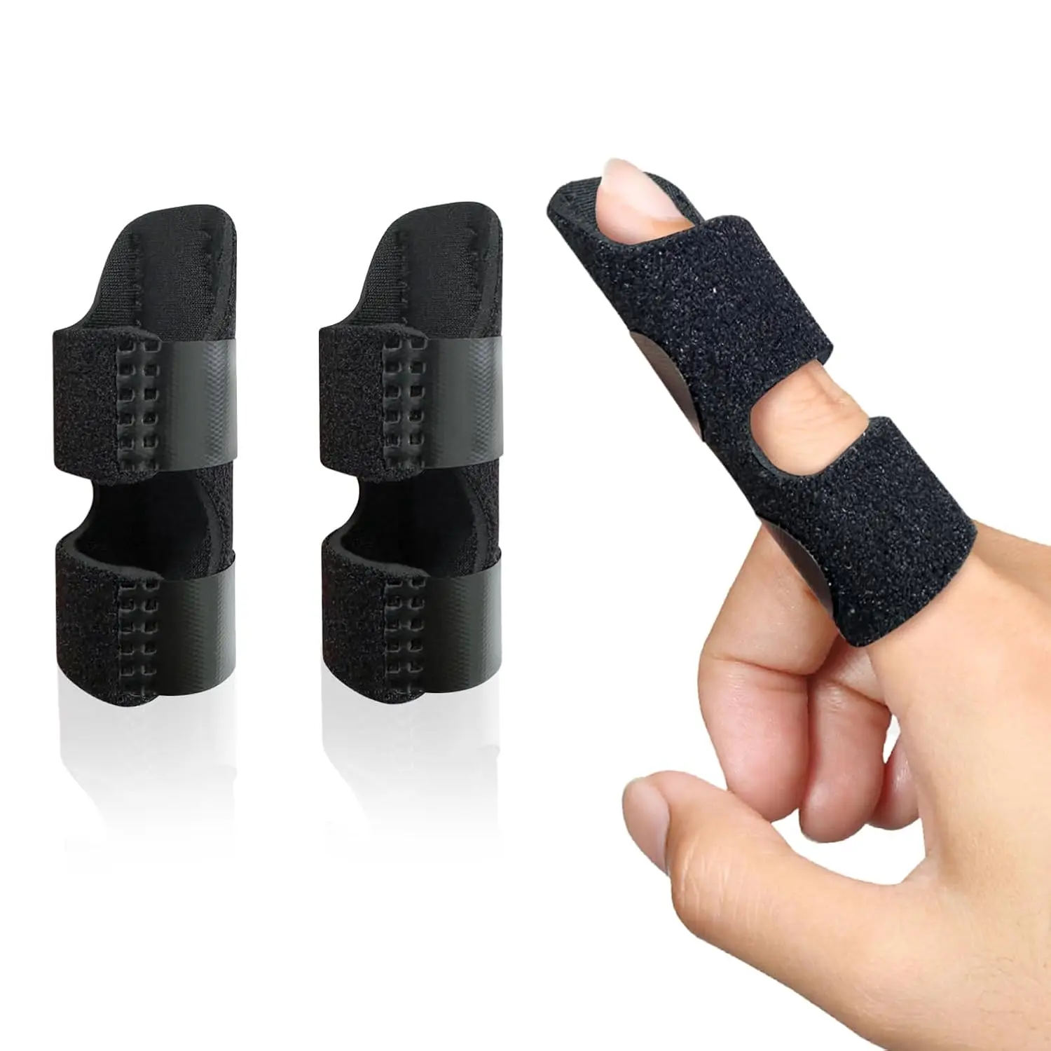 Finger Splint, Universal Trigger Finger Brace for Broken/Arthritis Pain and Sprain Relief, Splints for Middle,  (2 Pack,Black)