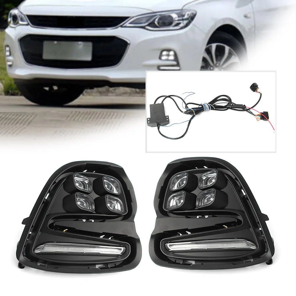 1 Pair Car Front Bumper Fog Lights For Chevrolet Cavalier 2016 2017 Turn Signal Lamp LED Daytime Running Light