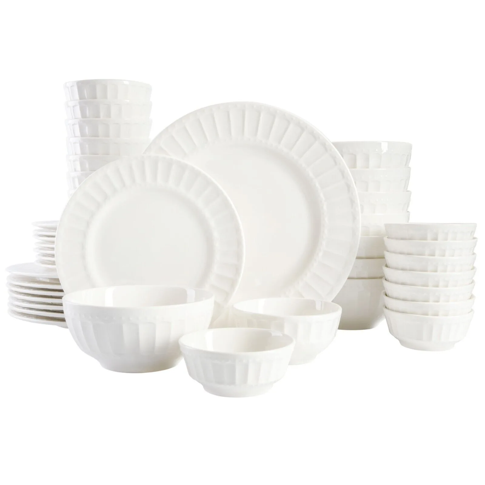 

US Gracious Dining 40-Piece Embossed Porcelain Dinnerware Set