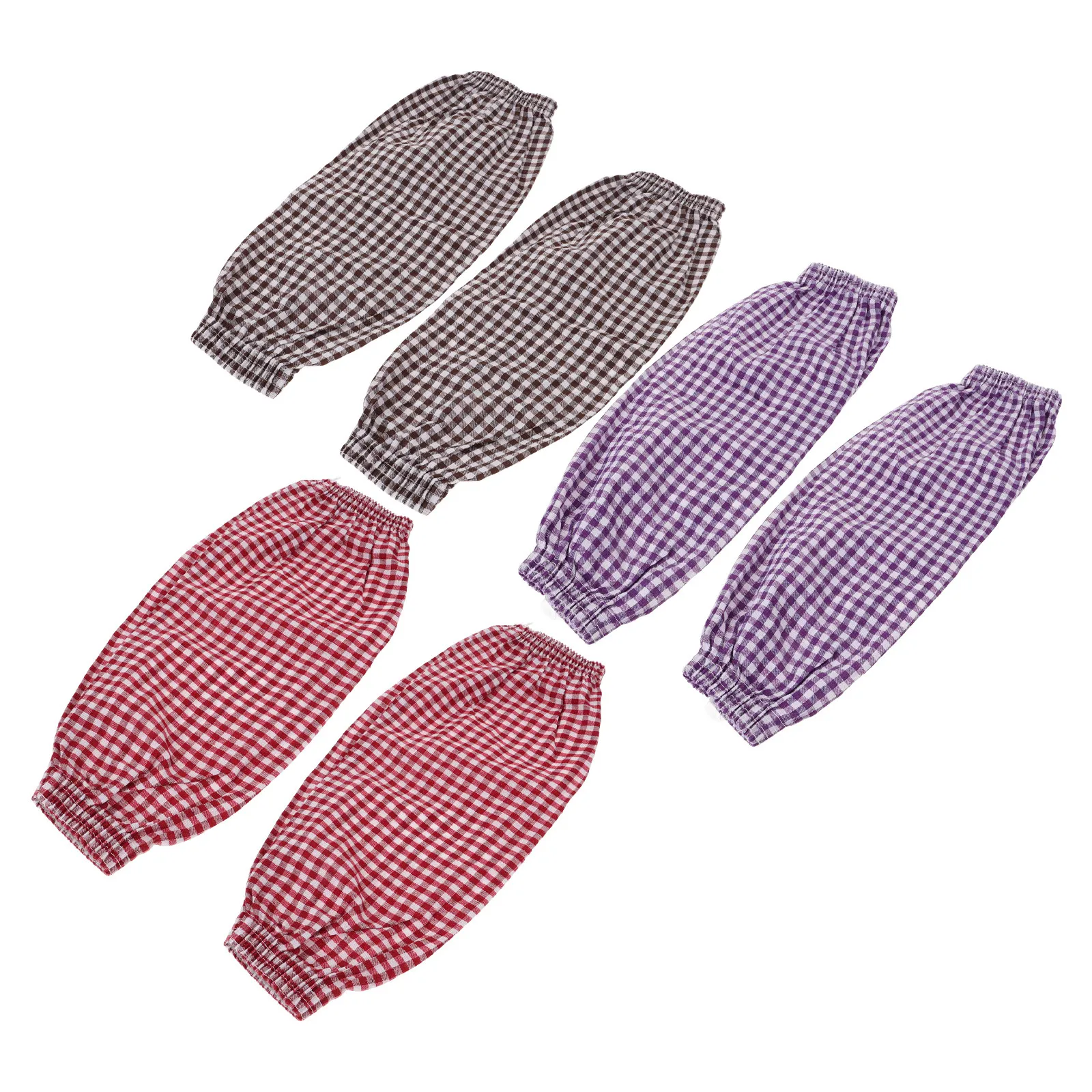 3Pairs Cotton Linen Oversleeves Oil Proof Arm Sleeves Kitchen Washing Cleaning Protective Sleeve for Gardening Work