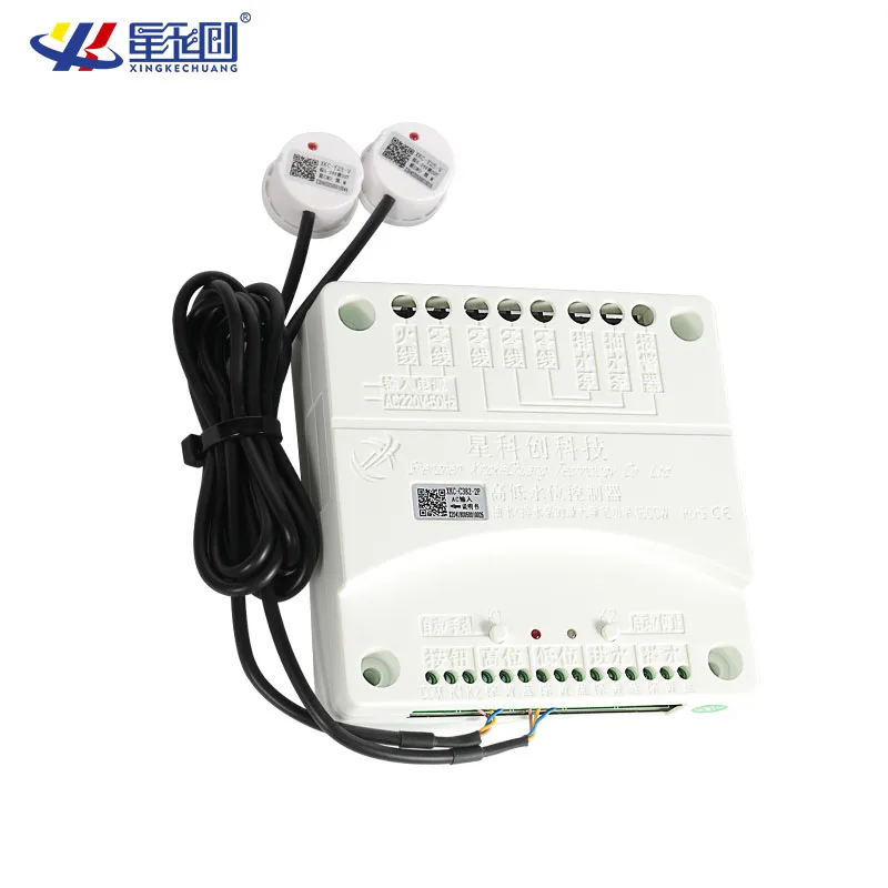 XKC-C382 DC12v 24v Flat Tank Water Pump Electric Valve Level Controller with Sensors, 1m 3m 5m Cable Optional