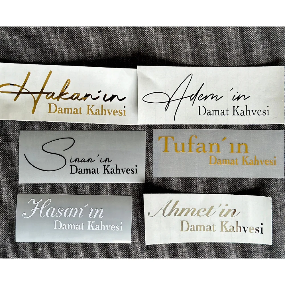 Personalized Vinyl Stickers Damat Kahvesi Decal Name Lettering Wedding Party Favors Birthday Engagement Decor Baby Shower