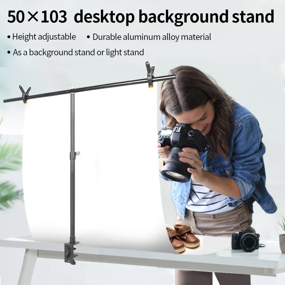 

SH Desk T-shaped Tripod Stand Background Backdrop Photography Adjustable Support System Photo Studio for Muslin Backdrops