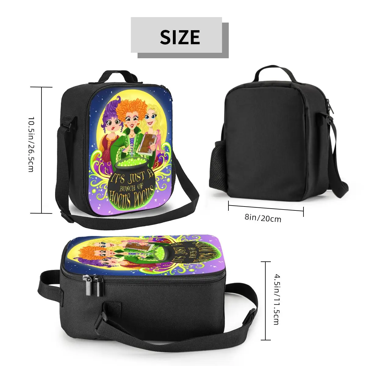 Custom The Sanderson Sisters Hocus Pocus Insulated Lunch Bags for Women Happy Halloween Cooler Thermal Food Bento Box School