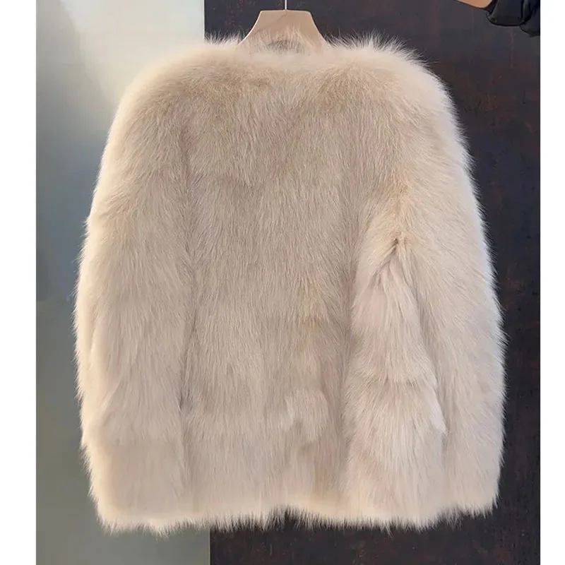 

Korean Female Leisure Faux Fur Jacket Winter Ladies Solid Color Fur Coat 2025 High-end Women Fashion Light Luxury Plush Outwear