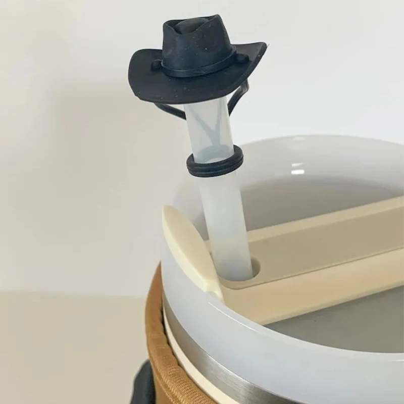 Cowboy Hat Straw Cover Cap For Tumbler Cup 30&40 Oz 10mm Cowgirl Hat Silicone Straw Topper Protector Lid