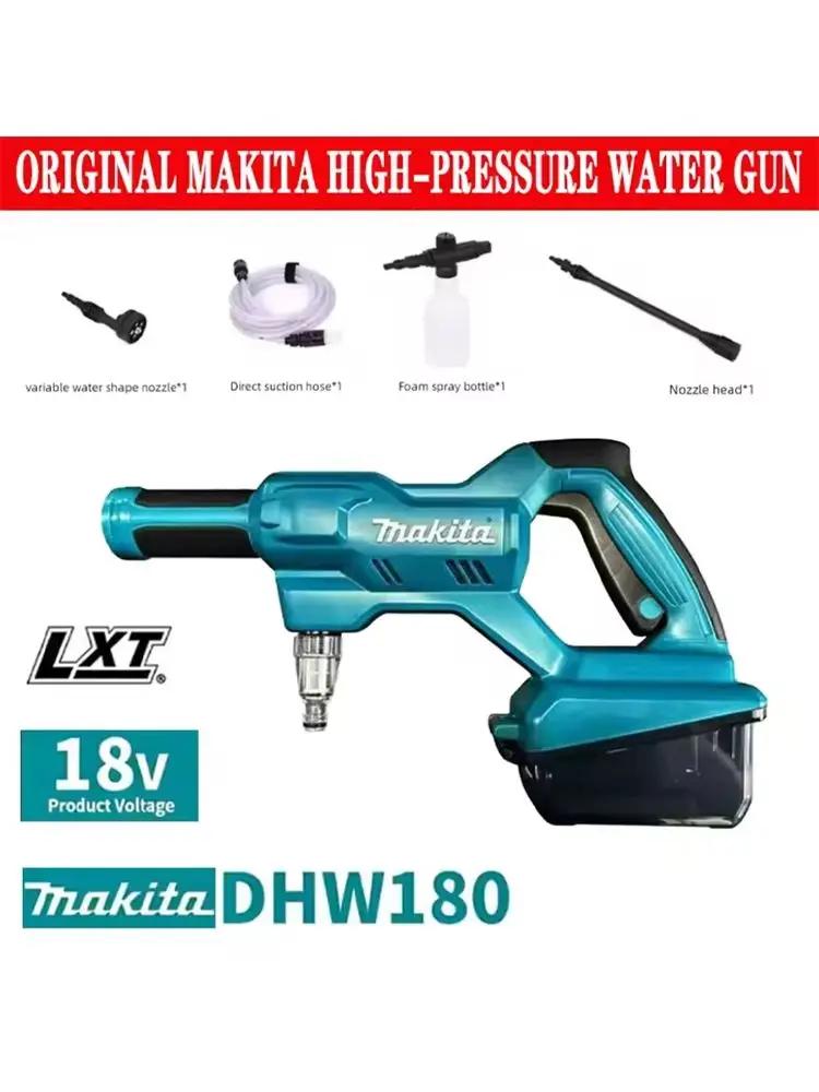 Makita Dhw180 18V Reinigungsmaschine Lithium-Batterie 18V Autowaschpistole Tragbare Hochdruck-Wasserpistole für den Außenbereich