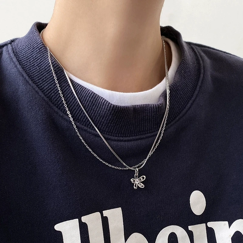 XIYANIKE Double Layer Flower Pendant Necklaces For Women Girl Fashion New Collar Charm Engagement Jewelry Gift Party колье