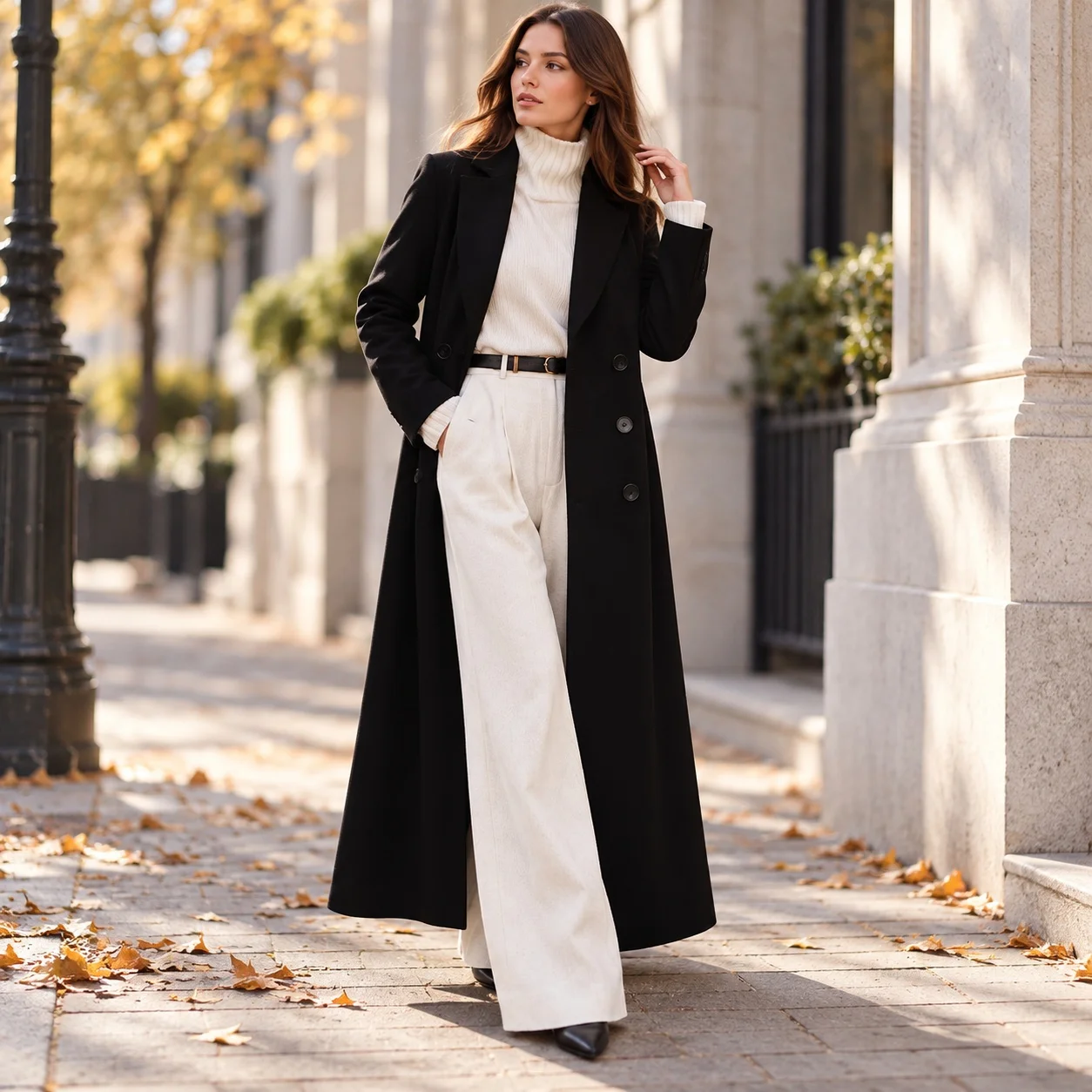 Thin V Neck a Line Commuter Chic Coat with Elegant Patchwork Zipper Closure 3D Effect Pattern 3D Pattern Women Autumn Coat