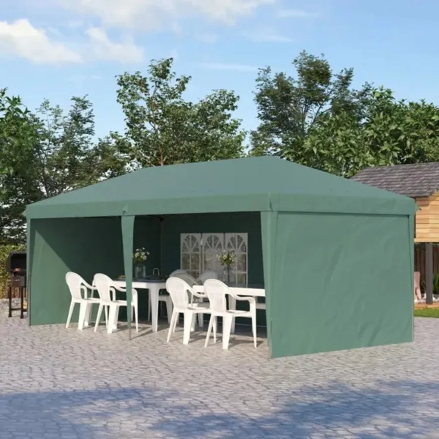 

10' x 20' Pop Up Canopy party Tent with 4 Sidewalls Green -AS