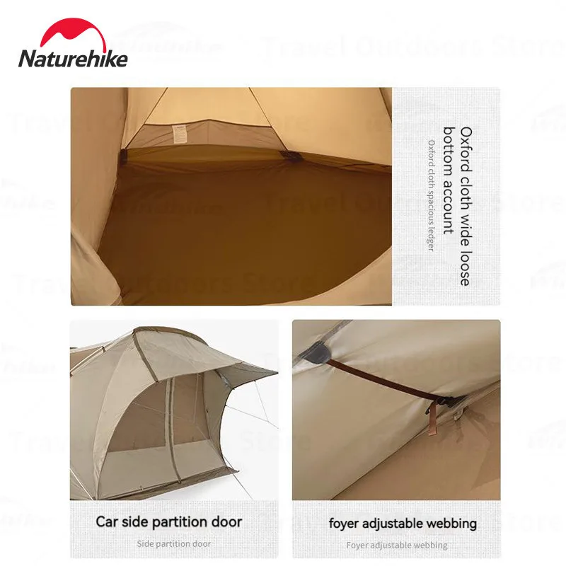 Naturehike Car Docking Tent Shelter SUV Rear Side Canopy for Family Camping Outdoor Glamping Sunscreen 2 People Rainproof 2.15m