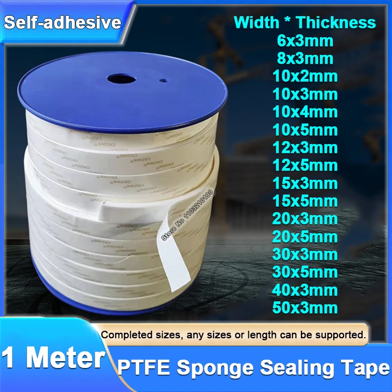 

1 Meter PTFE Sponge Sealing Tape Foamed Seal Strip Expanded PTFE Joint Sealant E-PTFE Strip Elastic Seal Gasket Width 6-50mm