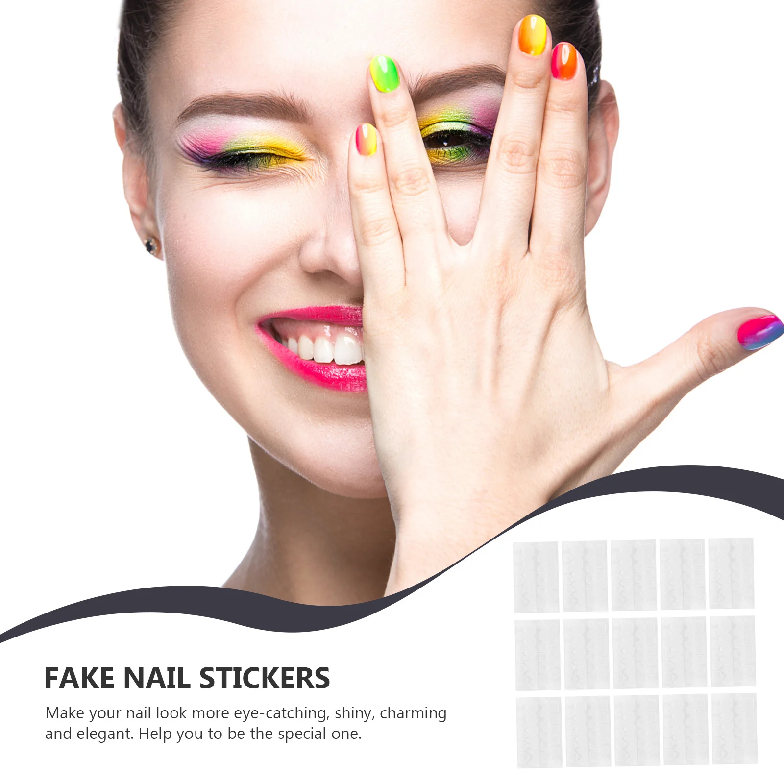 15 ورقة مسمار الفن على الوجهين لاصق شفاف مسمار الغراء ملصقات غير مرئية الأظافر وهمية صحية مريحة لعيد ميلاد #3