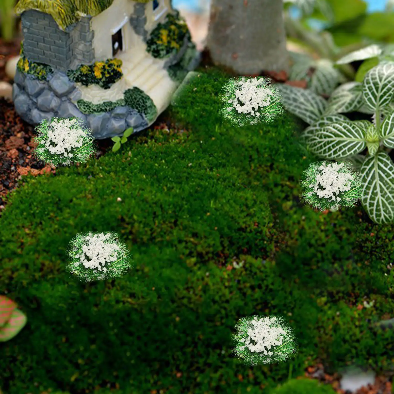 

Miniature Vegetation Simulation Flower Cluster Sturdy Mini House Scene Decor Miniature Flower Clusters Mini Fake Plants Fairy