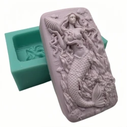 Stampo per sapone in morbido silicone con design a sirena, creazione di sapone a barra, torta al cioccolato, artigianato in resina, stampi in gesso per aromaterapia